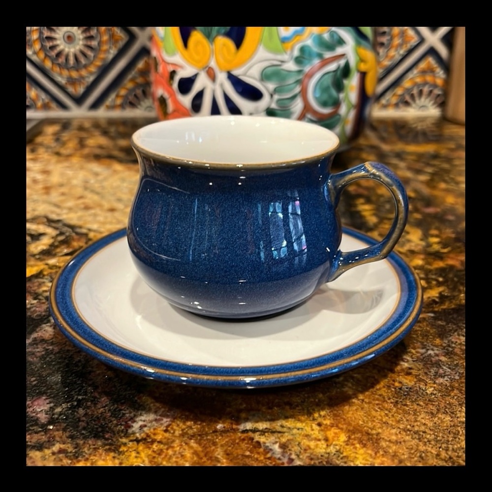 Set of 5 Denby Charming Blue Ceramic Teacup